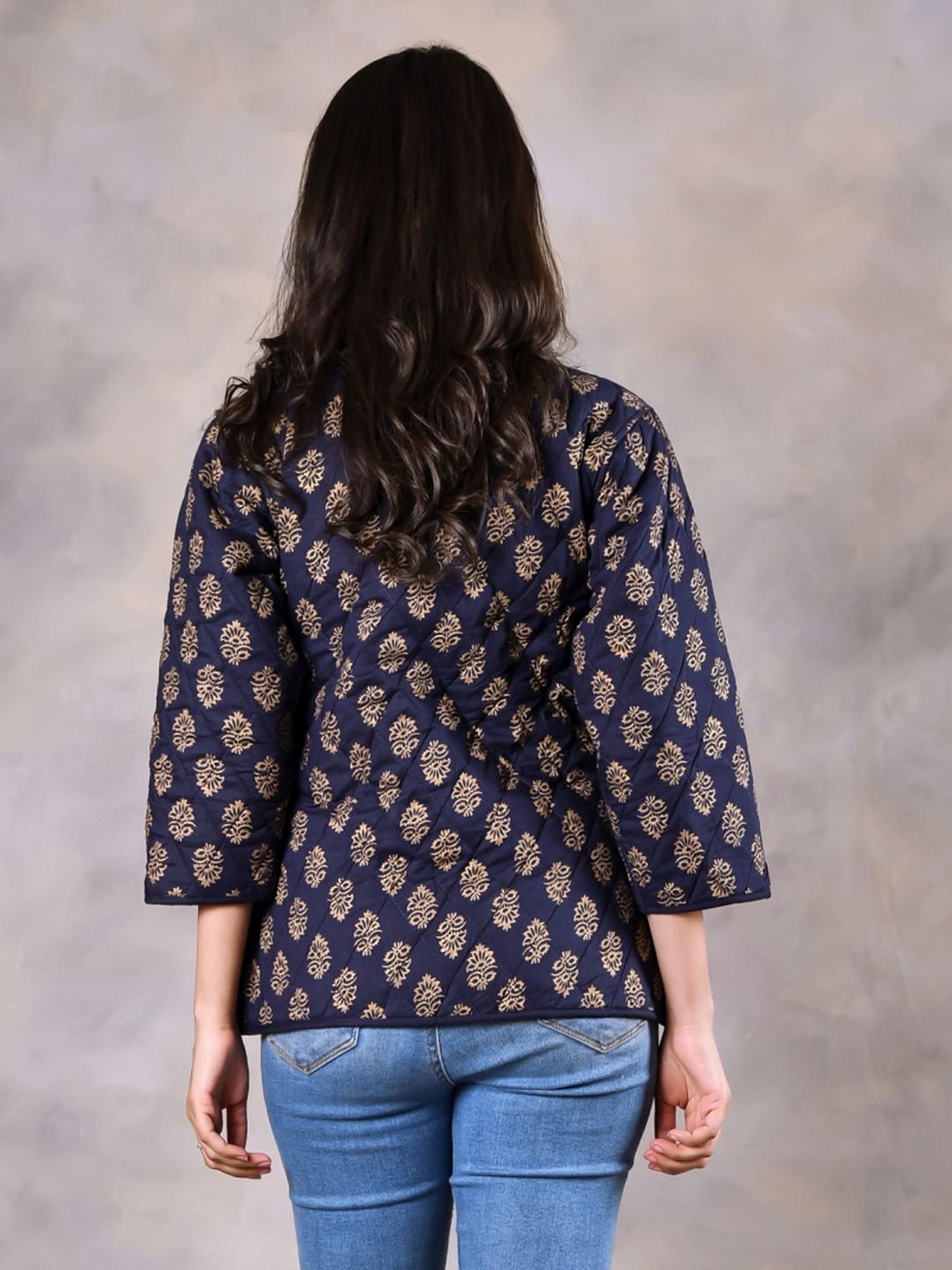 Rustorange Blue Printed Jacket