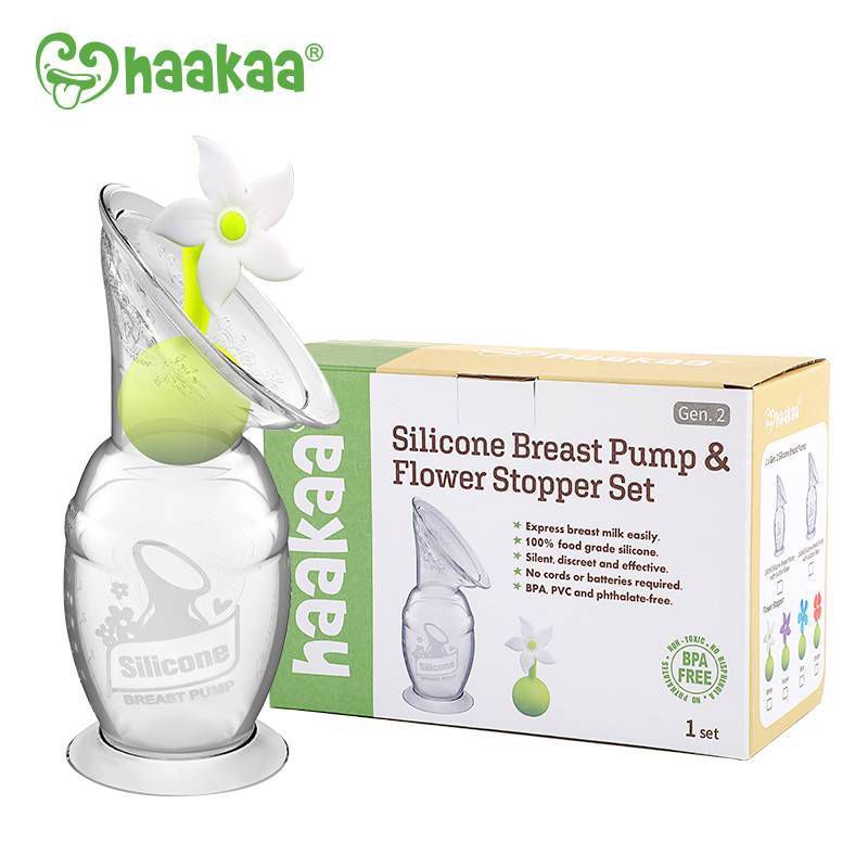 Haakaa Breast Pump with Suction Base and White Flower Stopper - 5oz