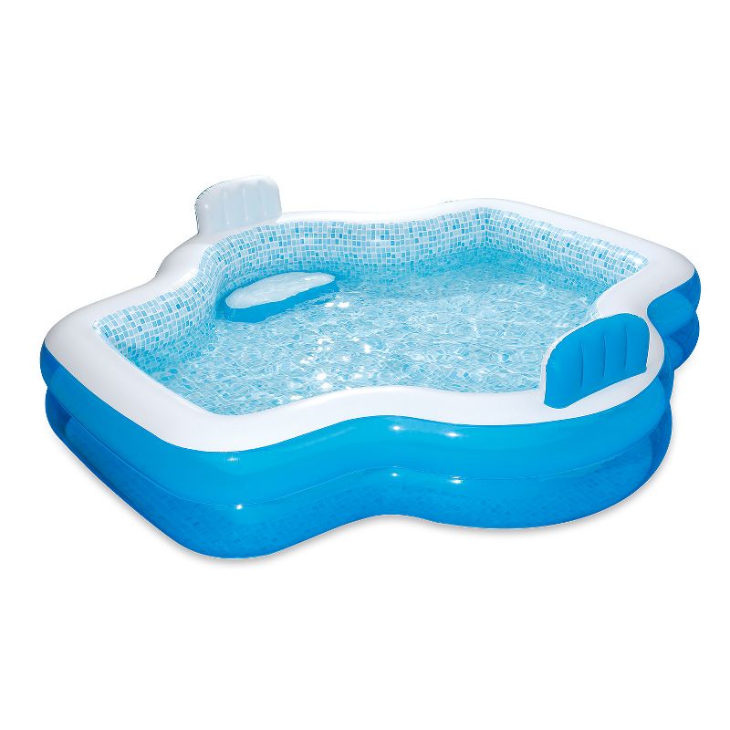 Summer Waves Inflatable Elegant Family Pool with 2 Built In Cushioned Seats, Drain Plug, and 2 In 1 Inflation and Deflation Valve