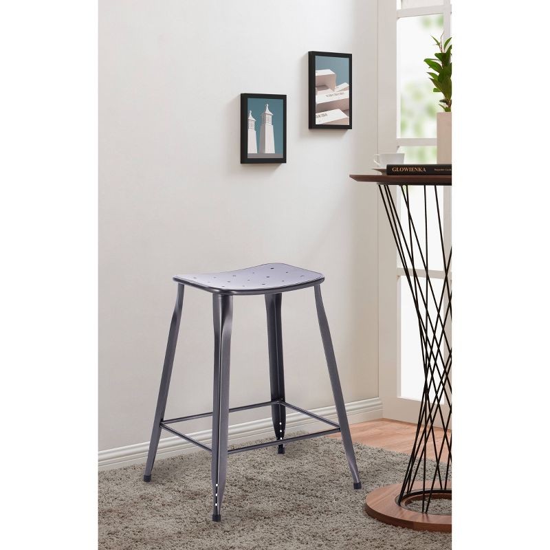 Set of 2 24" Lennon Saddle Backless Counter Height Barstools - ACEssentials