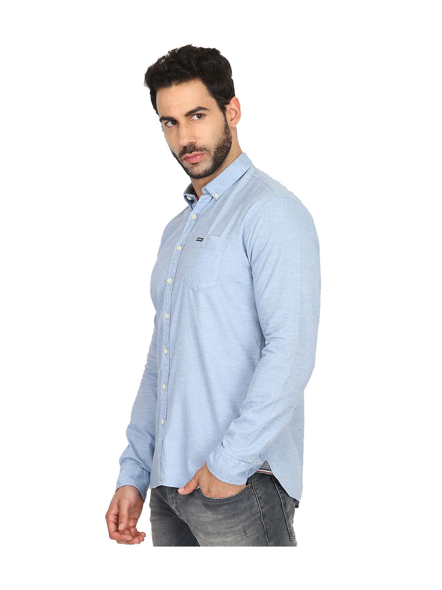 Lindbergh Blue Slim Fit Cotton Shirt