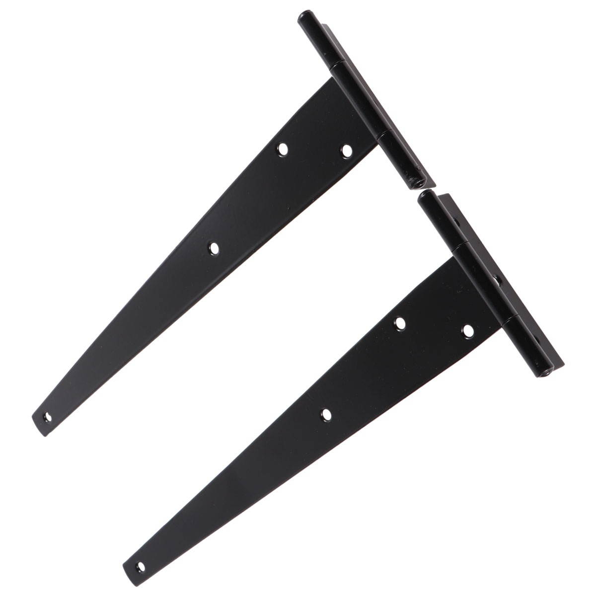 2PCS 12 Inches T Shape Rustproof Iron Light Duty Shed Hinge Gate Strap Hinge Door Gates Hinges (Black)