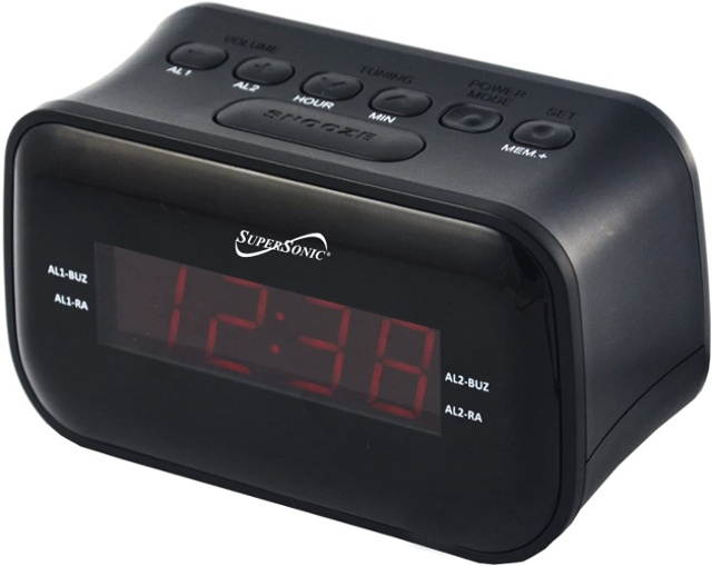 Supersonic SC378BT Bluetooth Alarm Clock Radio Black