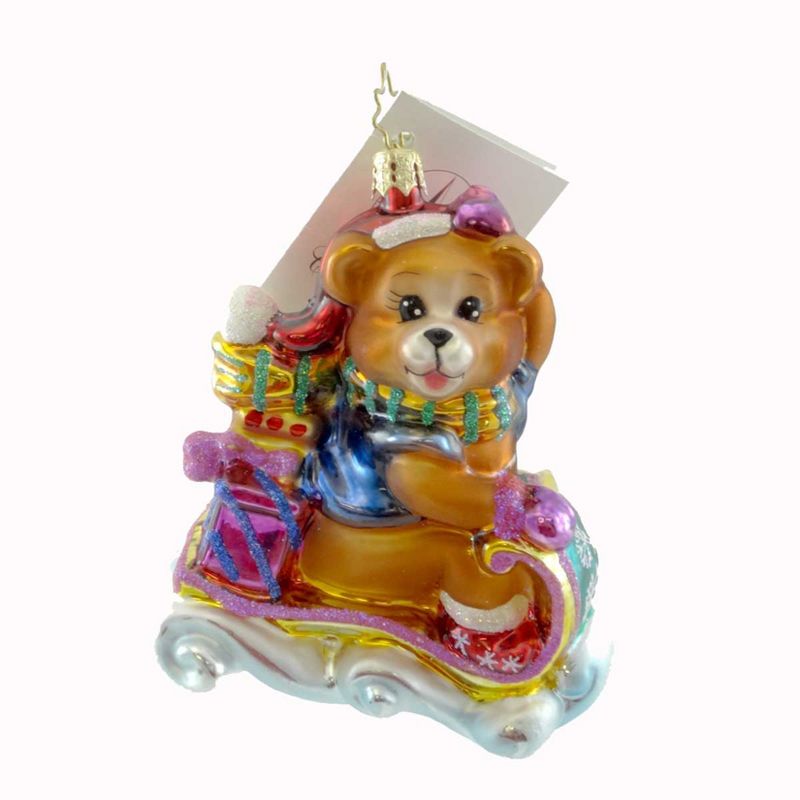 Christopher Radko Sleddin' Ted Ornament Teddy Bear Snow  -  Tree Ornaments