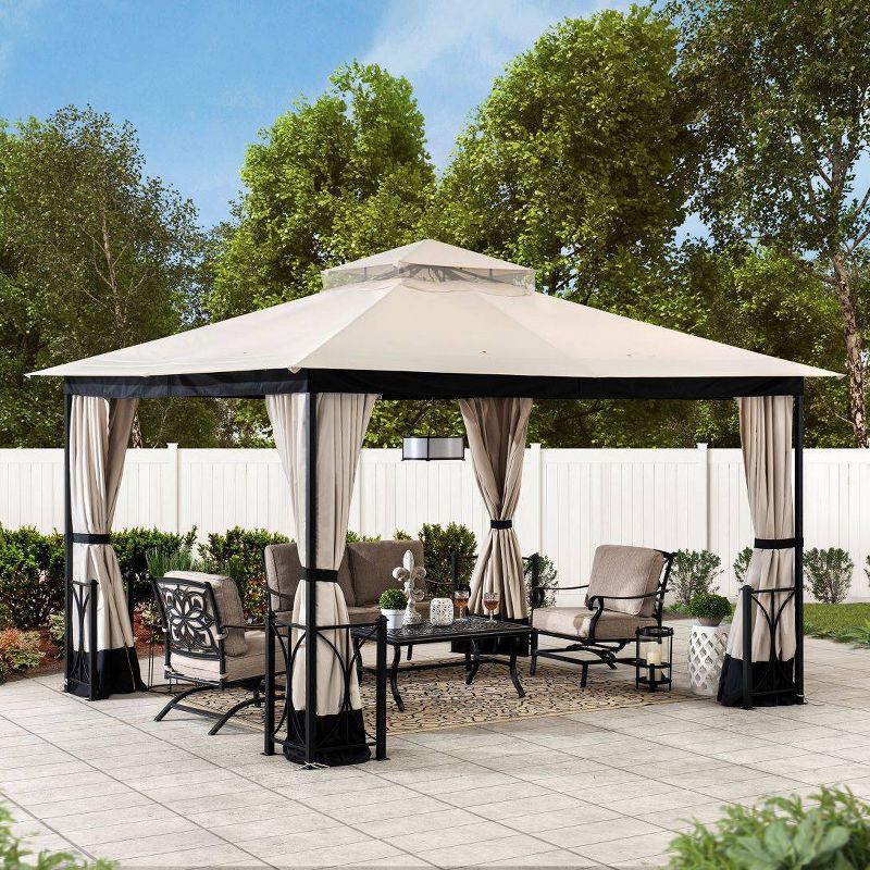 Ambler 11' X 13' Soft Top Steel Frame 2-Tier Outdoor Vented Gazebo - Sunjoy