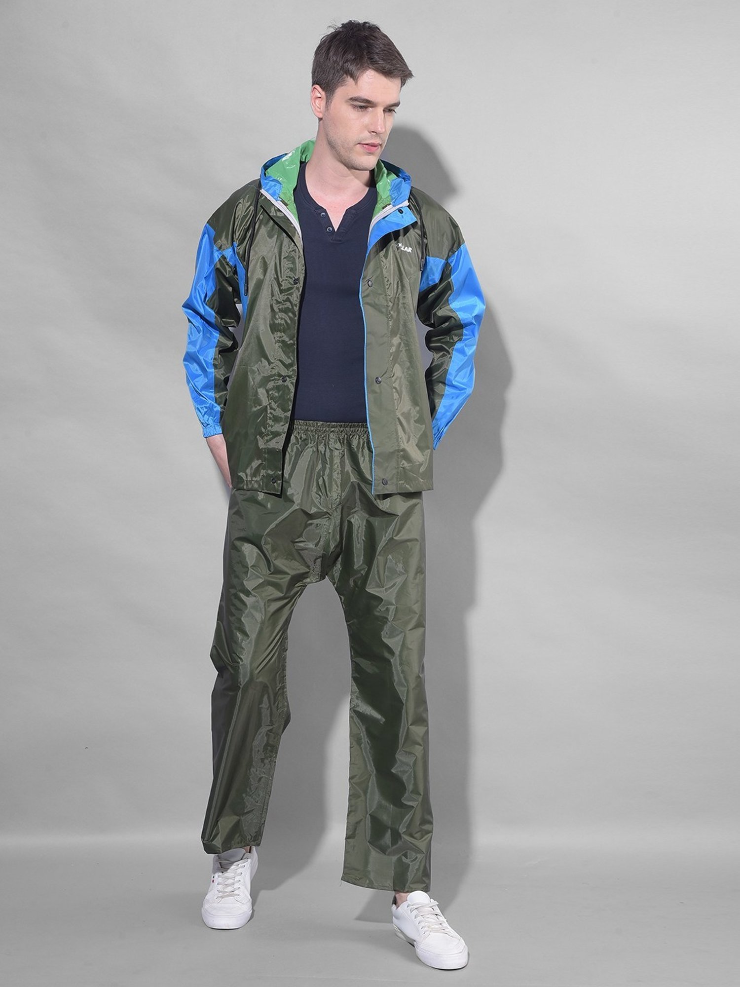 Dollar Green Regular Fit Colour Block Raincoat Set