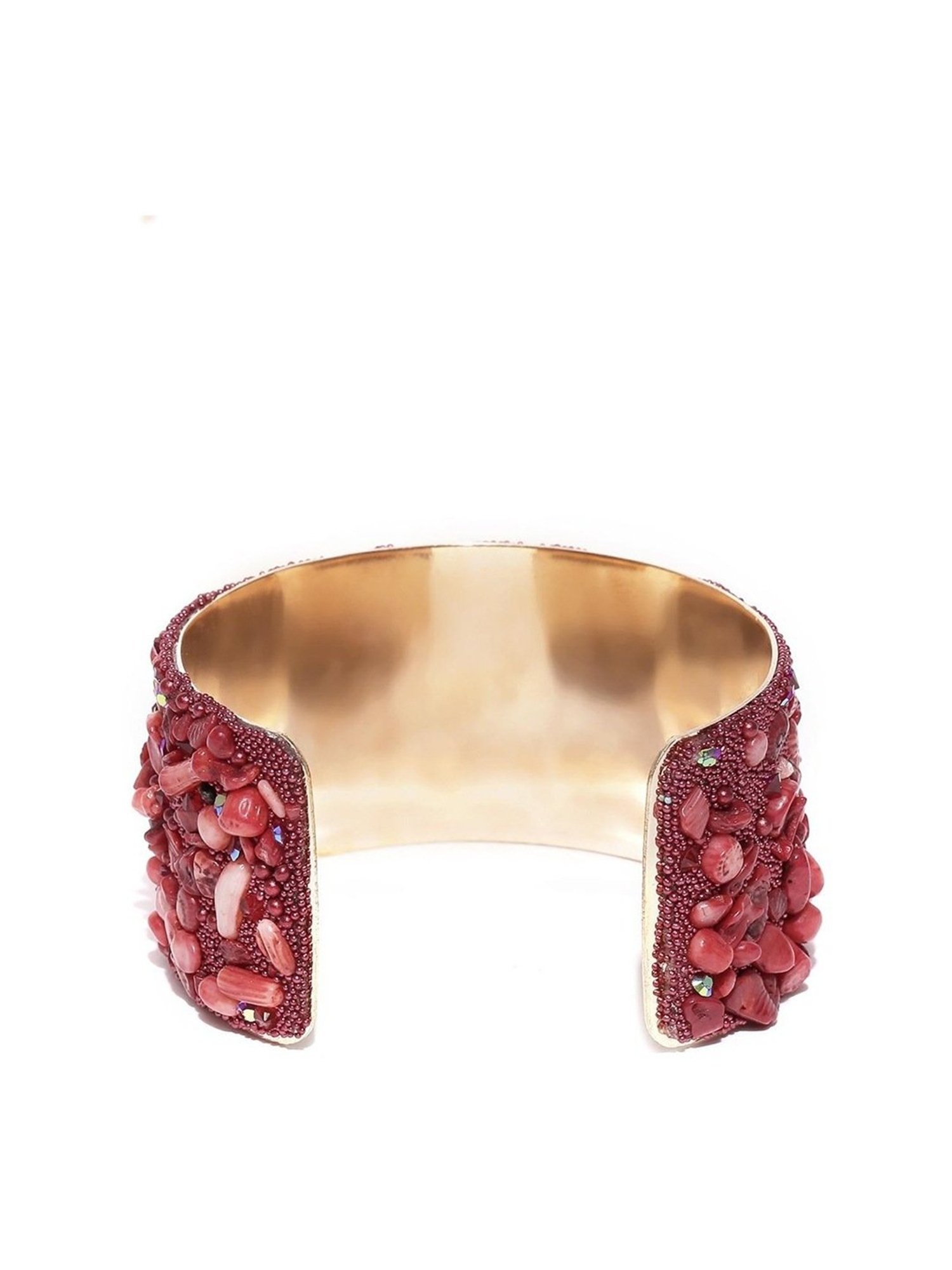 YouBella Valentine Gifts Jewelry Crystal Beads Studded Red Cuff Bracelet