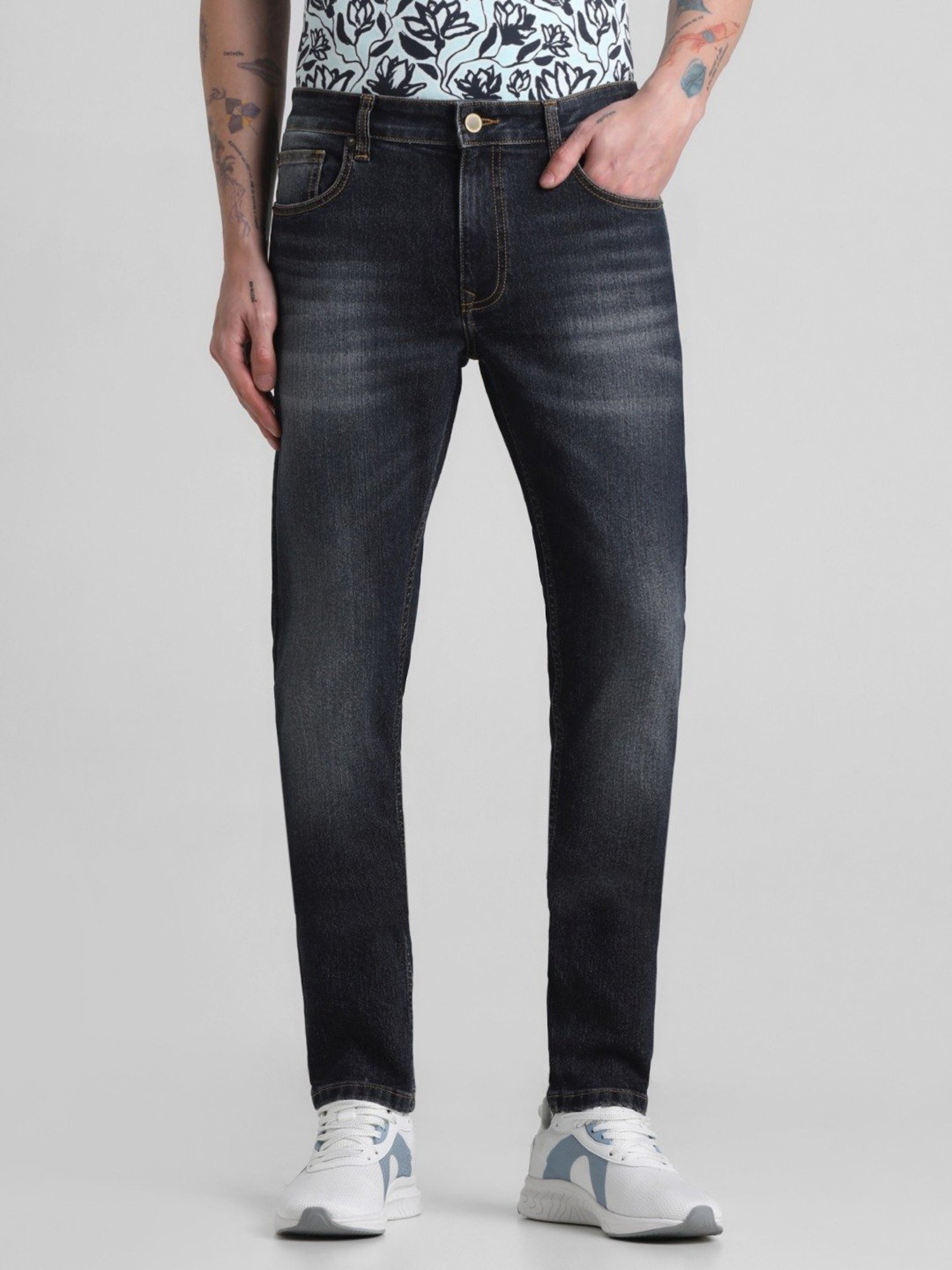 Jack & Jones Dark Blue Denim Cotton Skinny Fit Jeans