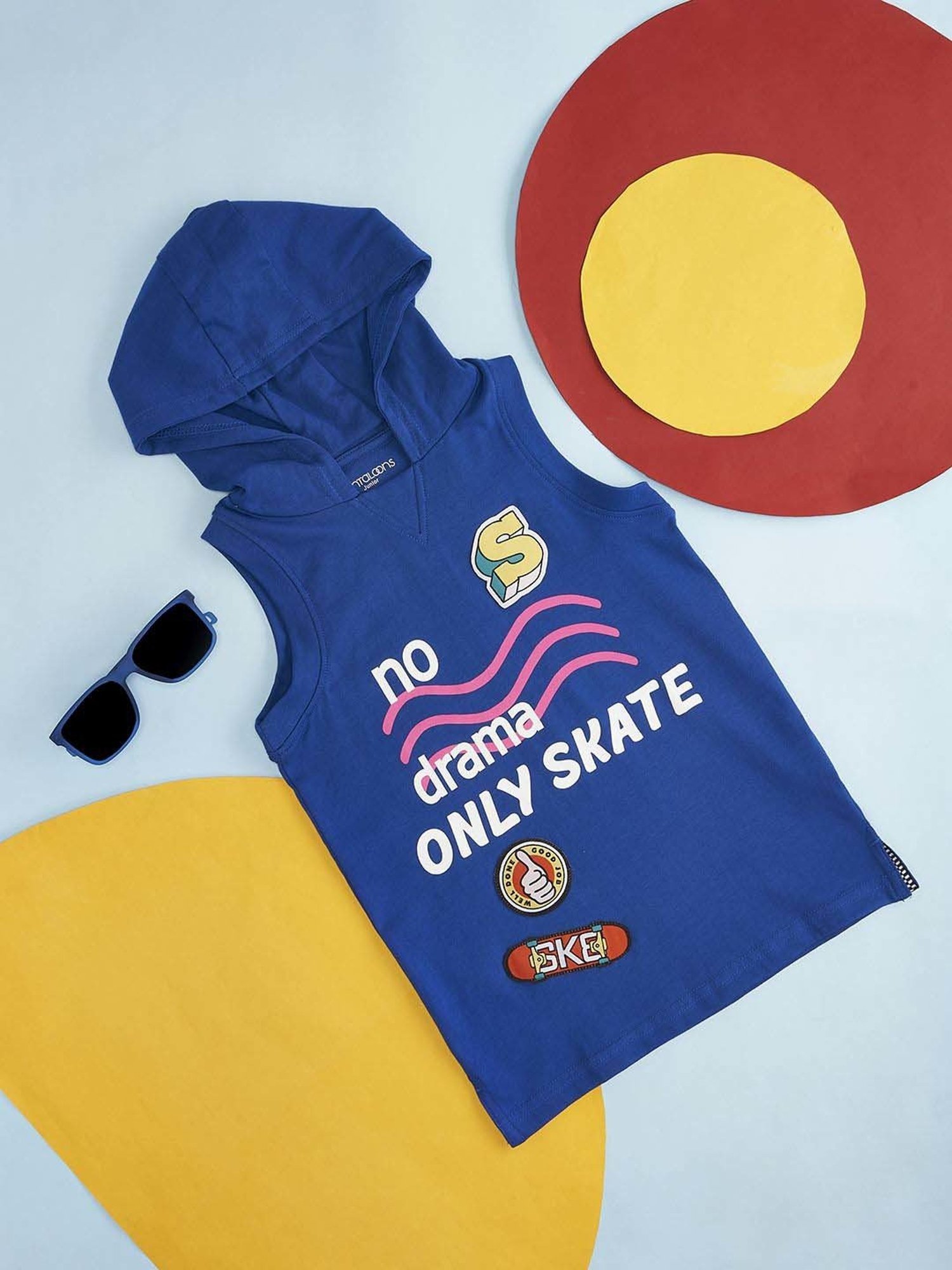 Pantaloons Junior Blue Cotton Printed T-Shirt