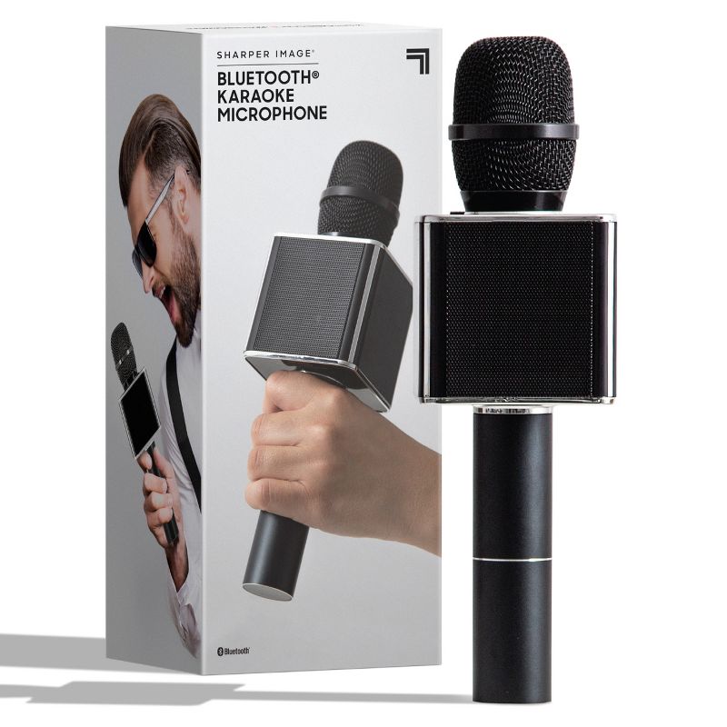SHARPER IMAGE Musical Microphone Bluetooth Broadcaster in Black