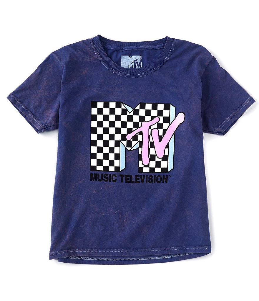 MTV Big Girls 7-16 Short-Sleeve Checkered Logo Tee