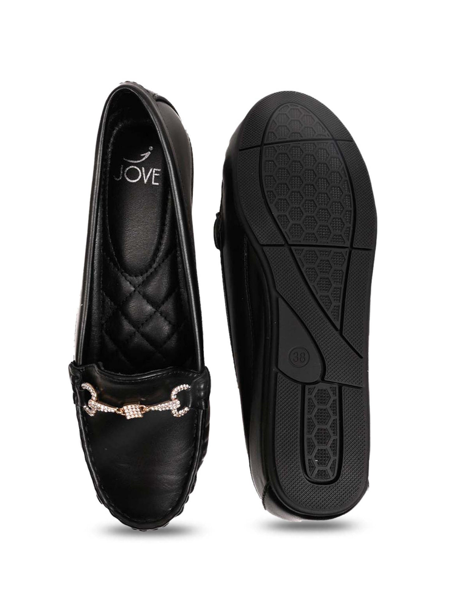 Jove Women's Black Casual Loafers