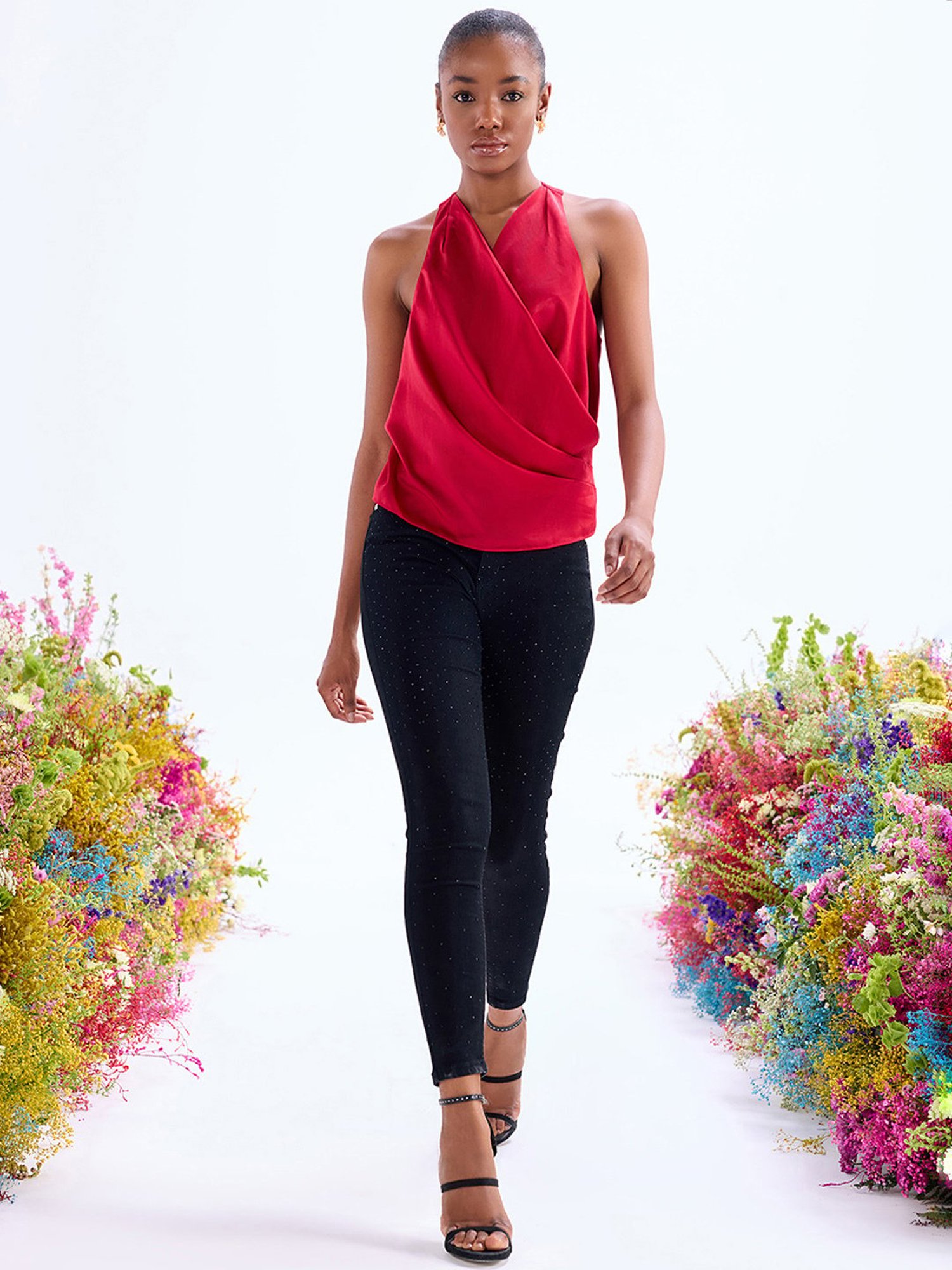 Cover Story Red Regular Fit Top