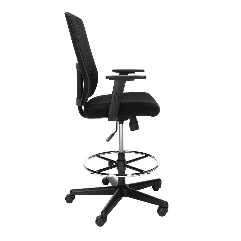 Essentials Mid Back Mesh Drafting Stool with Lumbar Support Black - OFM