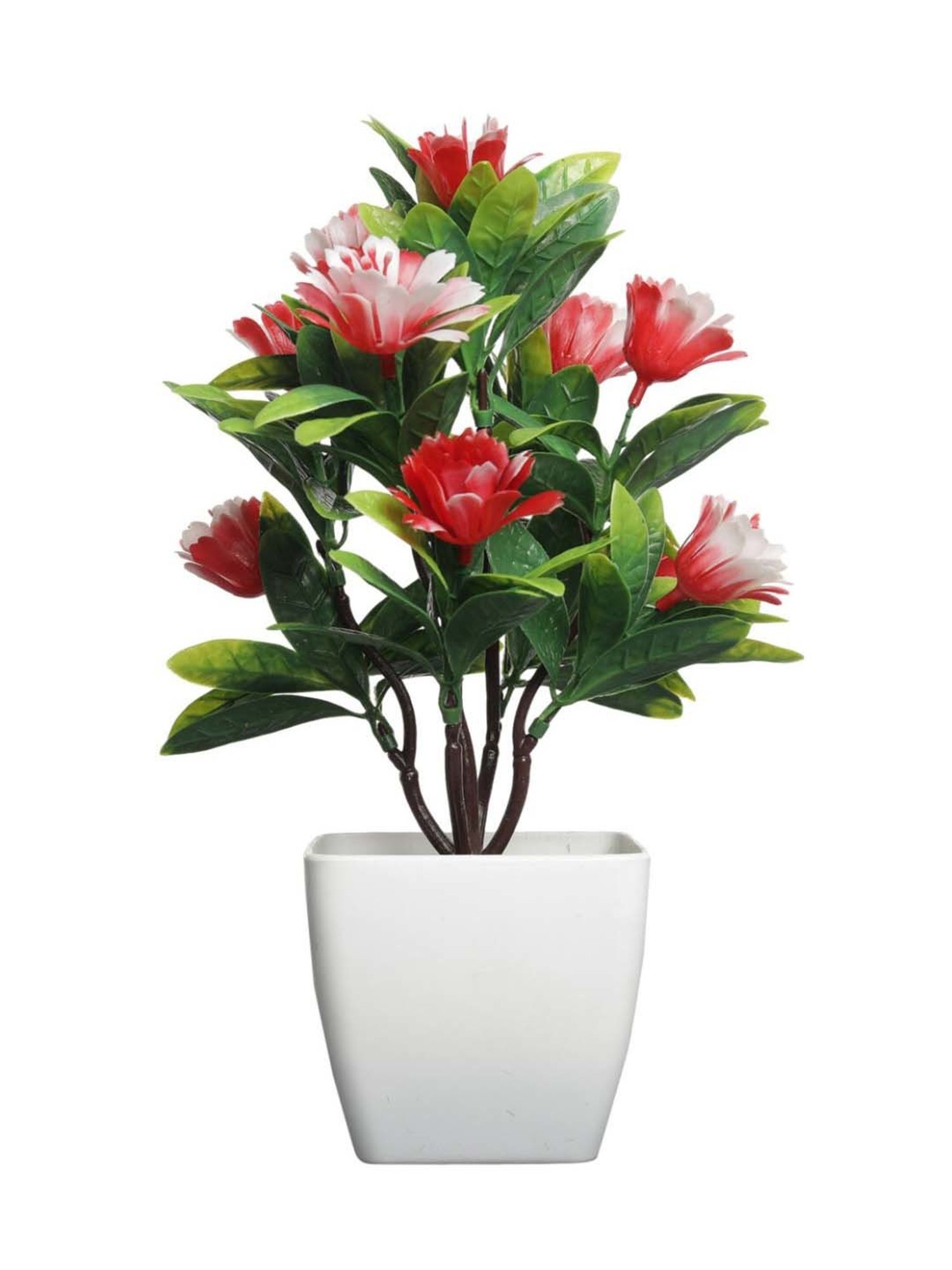 Foliyaj Red & Yellow Plastic Artificial Bonsai Trees - Set of 2