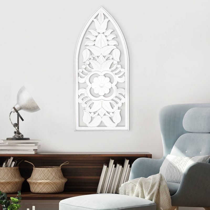 Hand Carved Wooden Decorative Wall Panel White - Crystal Art Gallery
