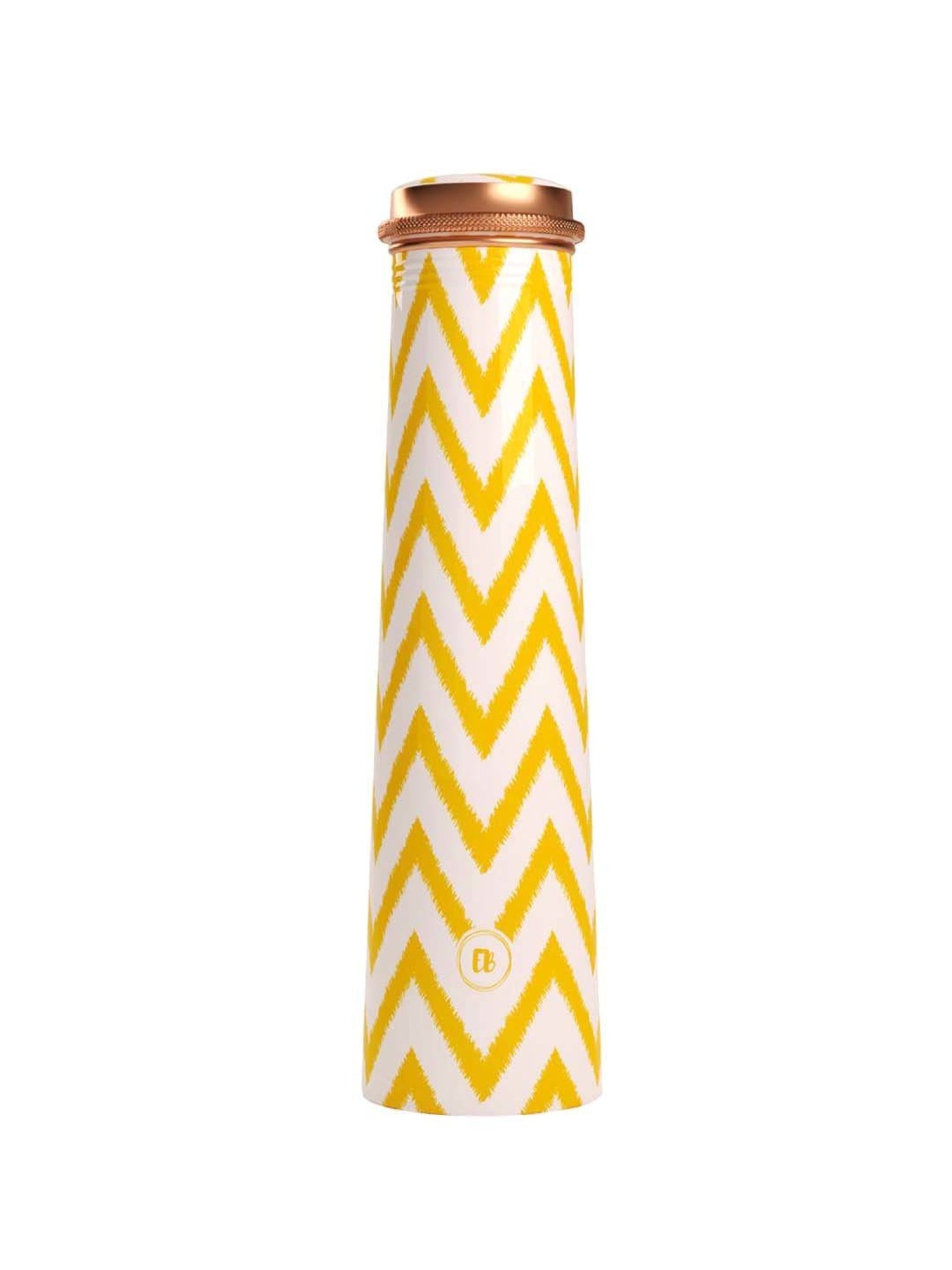 Everything Beautiful Yellow & White Copper Water Bottle - Slim (0.75 L)