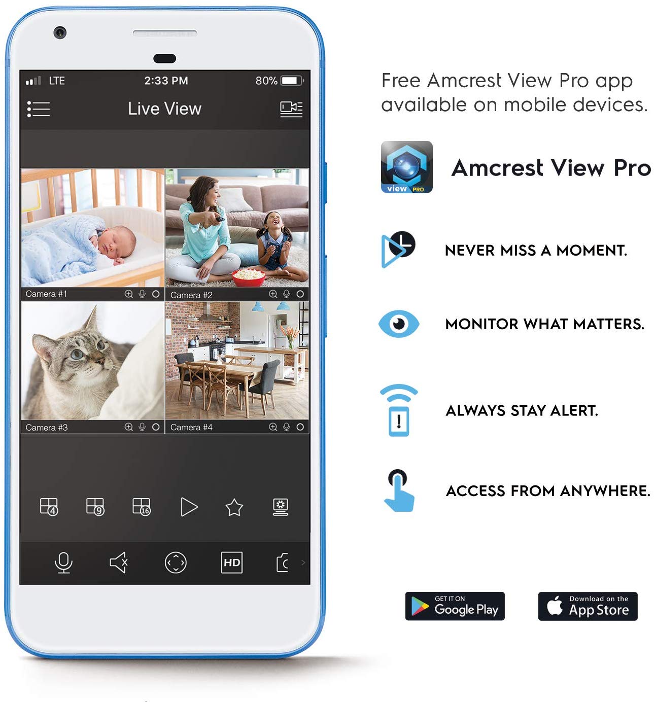 Amcrest 2-Pack 1080p WiFi Camera Indoor, 2MP Pan/Tilt Home Security Camera, Auto-Tracking, Motion & Audio Detection, Enhanced Browser Compatibility, H.265, Two-Way Talk 2PACK-IP2M-841B-V3 (Black)