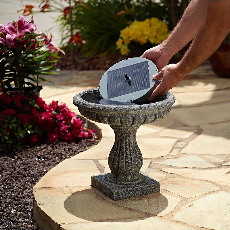 2" H Aquanura Polyresin Solar Birdbath Insert Gray - Smart Living