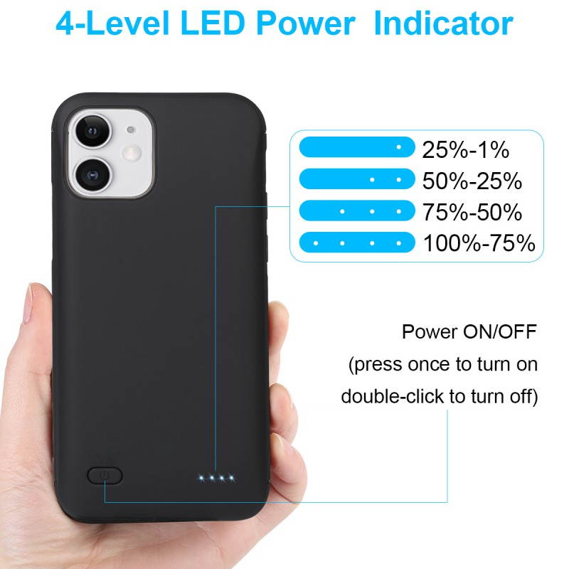 6500mAh Battery Charging Case For IPhone 12/12 Pro/12 Pro Max/12 Mini, Rechargeable Full Package Portable External Battery Case