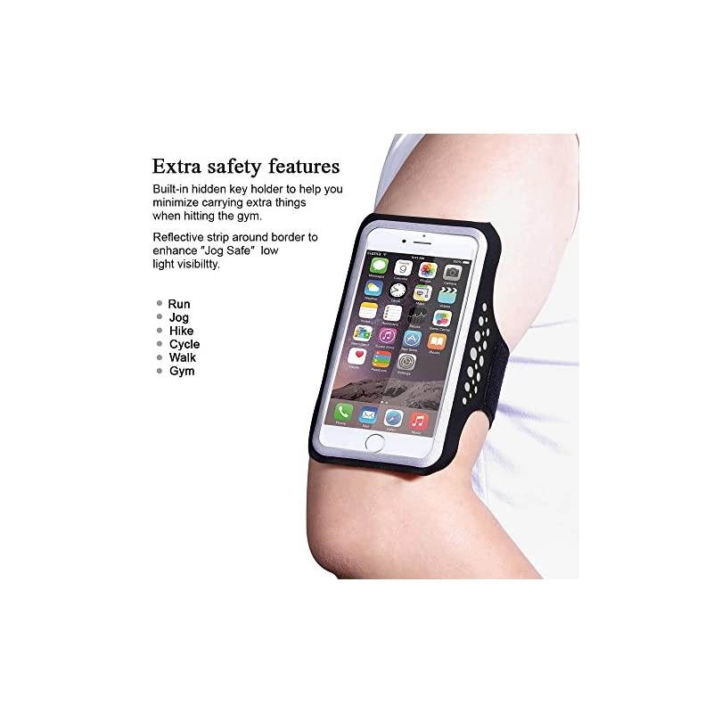 Armband for iPhone X, iPhone 8 Plus, 7 Plus, 6 Plus, 6s Plus, iPod Galaxy S6, S6 Edge, S7 Edge Plus with Key Cards Money Holder, for Running, Sports, Jogging, Hiking, Biking 5.8''