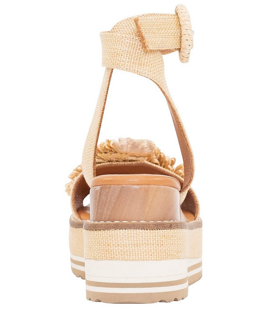 Andre Assous Carlee Raffia Flowers Platform Wedge Sandals