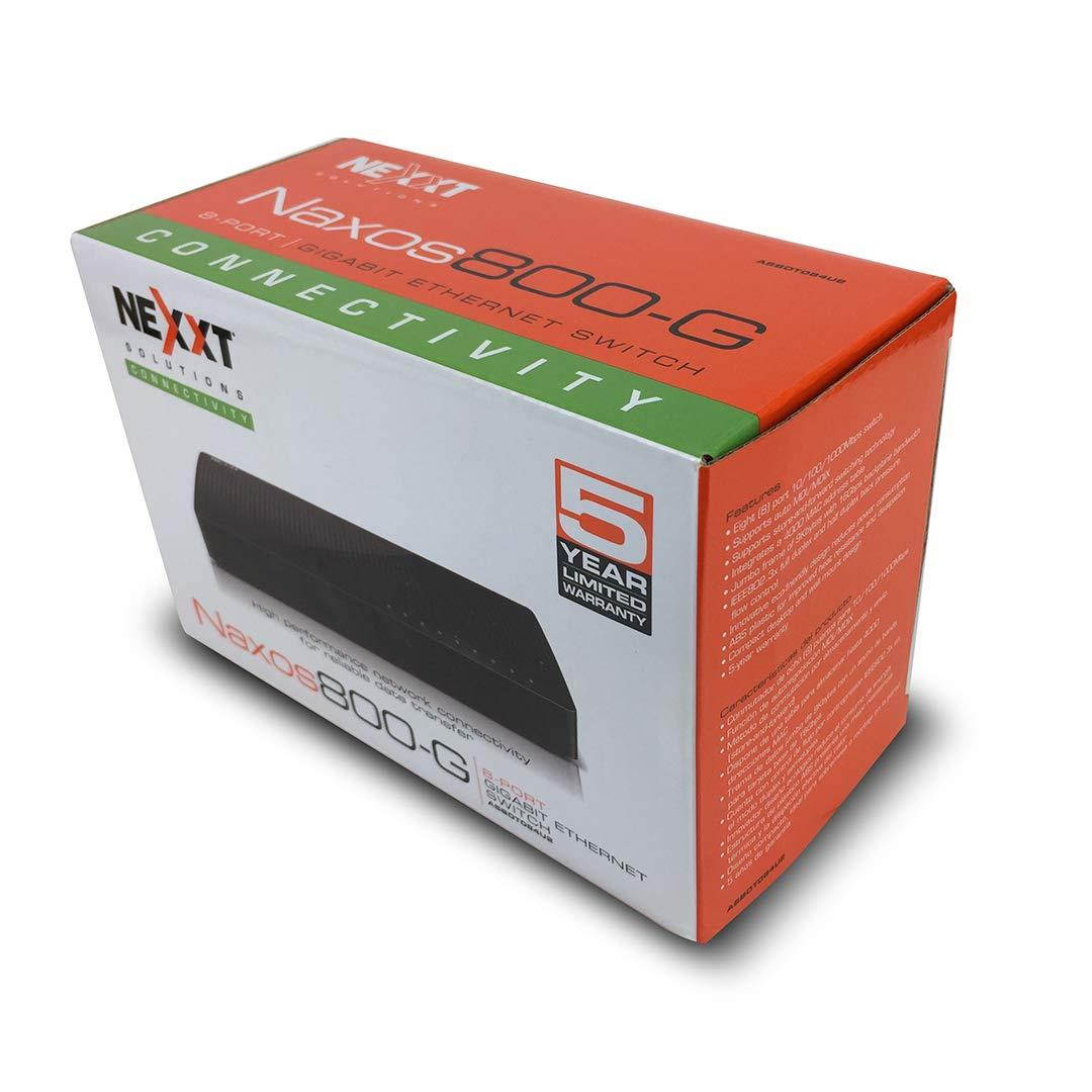 Nexxt Solutions 8-Port Gigabit Fast Ethernet Network Switch [Naxos800G] | Smart Plug and Play Unmanaged Desktop Switch with Internet Splitter & 10/100/1000 Mbps Speeds