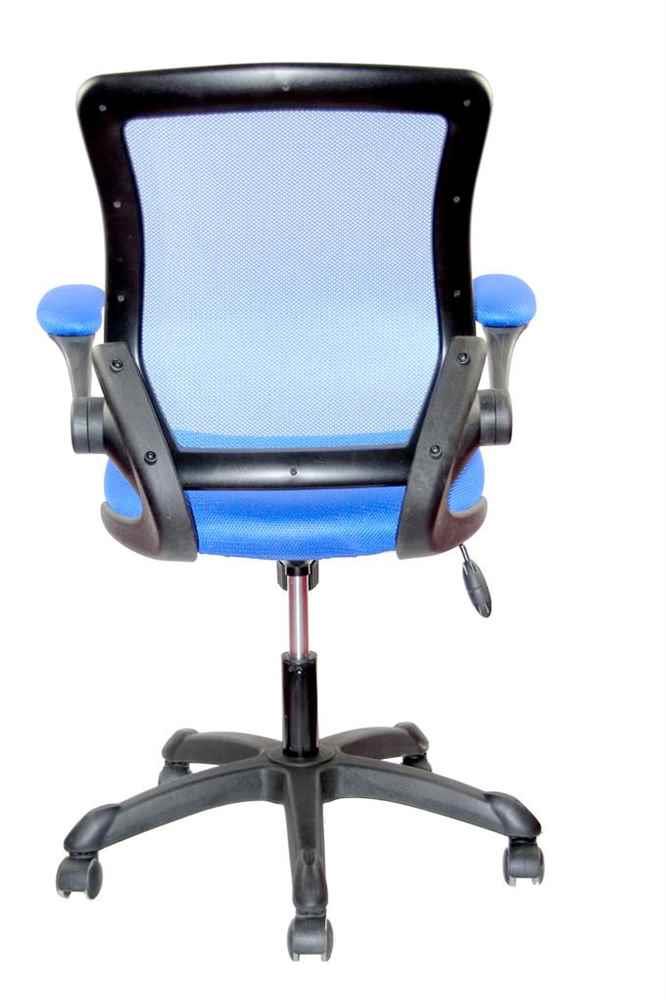 Techni Mobili Mesh Office Chair with Tilt and Height Adjustment, Executive Task Chair with Flip-Up Armrest and Non Marking Caster Wheels, Blue