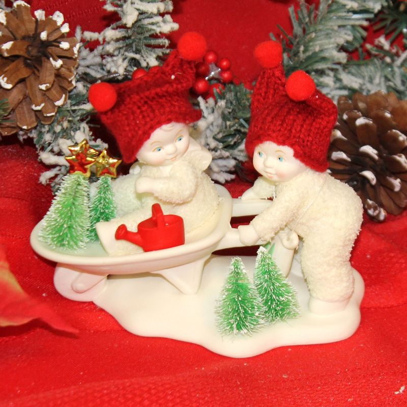 Dept 56 Snowbabies 5.0" Farm Fresh Christmas Trees Wheelbarrow  -  Decorative Figurines