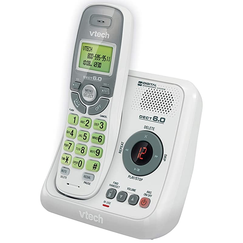 CS6124 DECT 60 Cordless Phone with Answering System and Caller IDCall Waiting White with 1 Handset