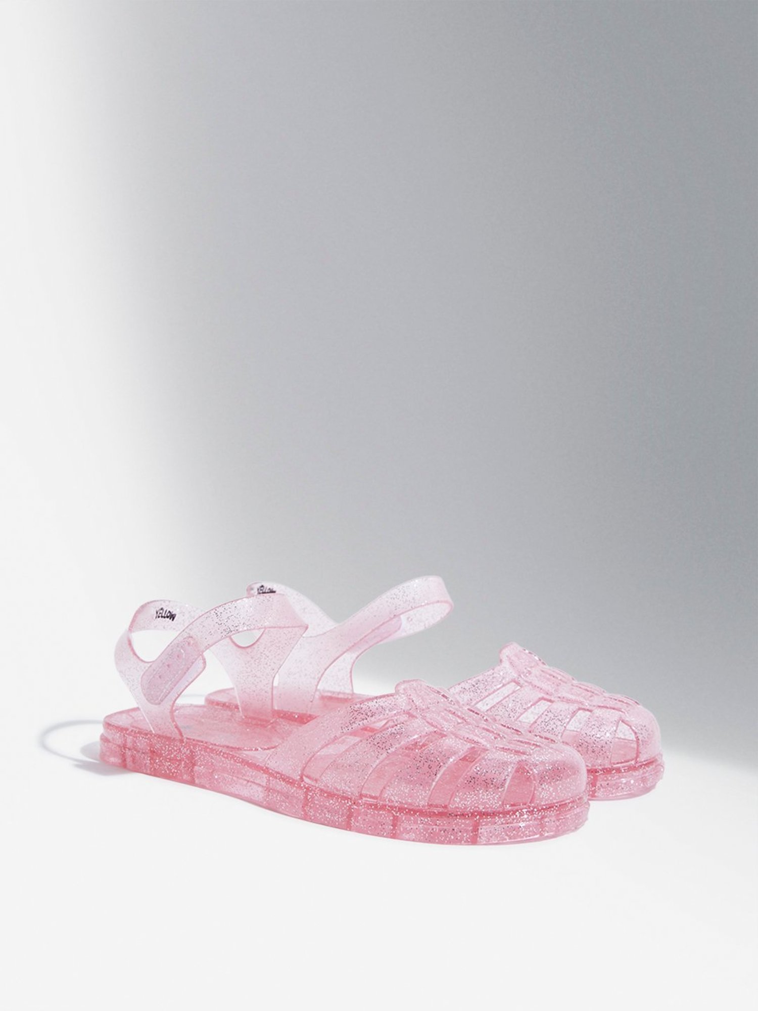 Yellow by Westside Pink Shimmer Vinyl Multi-Strap Sandals