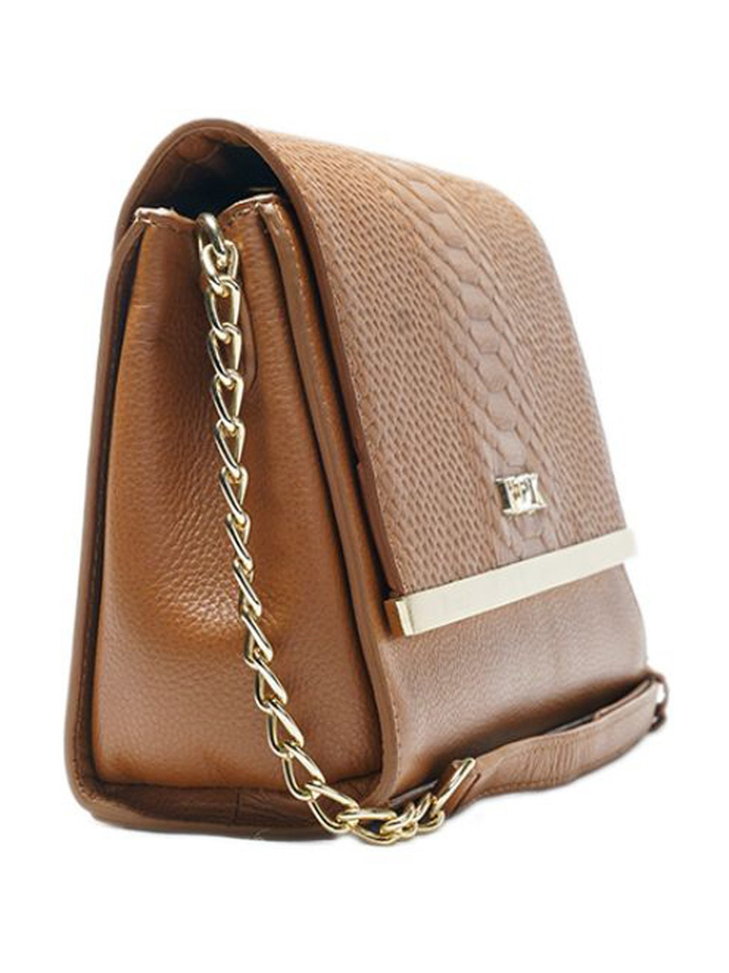 RI2K London Tan Leather Medium Animal Effect Cross Body Bag