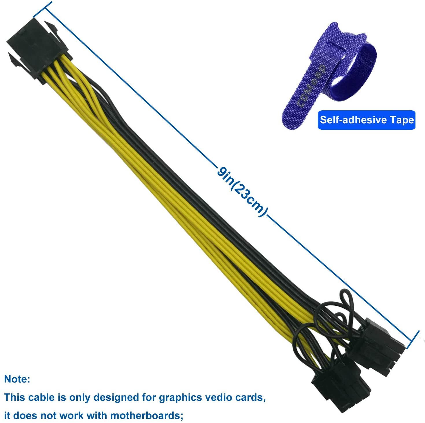 (CPU to GPU) CPU 8 Pin Female to Dual PCIe 2X 8 Pin (6+2) Male Power Adapter Splitter Cable for Graphics Card BTC Miner 9-inch (23cm) (Pack of 2) COMeap