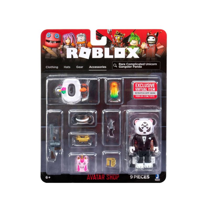 Roblox Avatar Shop Series Collection - Rare Complicated Unicorn Gangster Panda Figure Pack (Includes Exclusive Virtual Item)