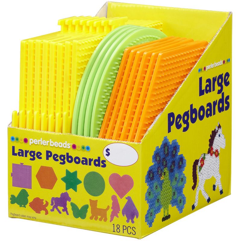 Large Basic Shapes Pegboard Assortment 18 Pieces-Square/Circle/Hexagon