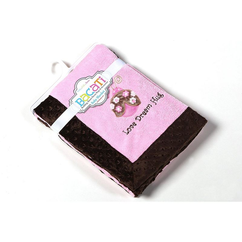 Bacati - Ladybugs Pink/Chocolate Embroidered Blanket