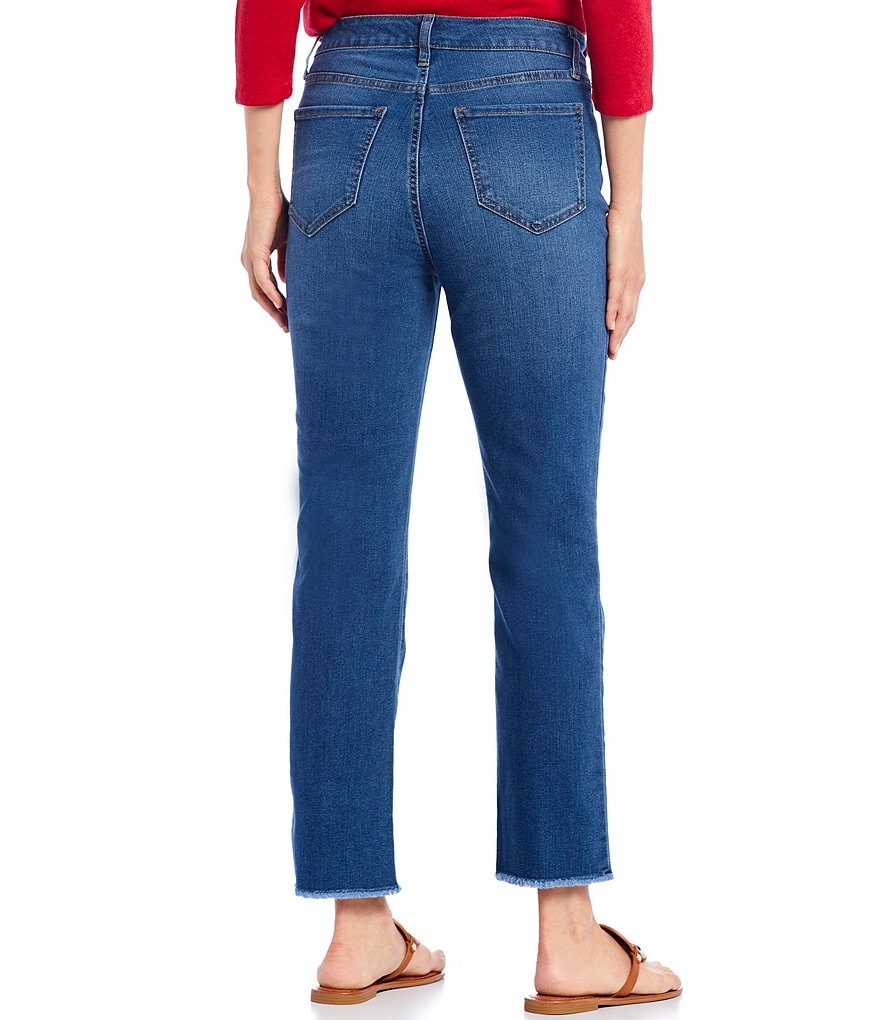 Code Bleu Classic Straight Leg Frayed Hem Ankle Jeans