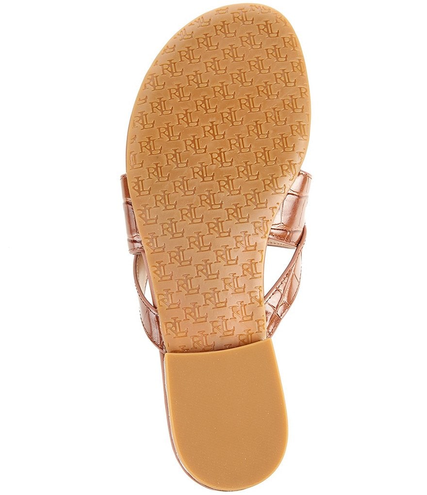 Lauren Ralph Lauren Rosalind Croco Embossed Leather Sandals