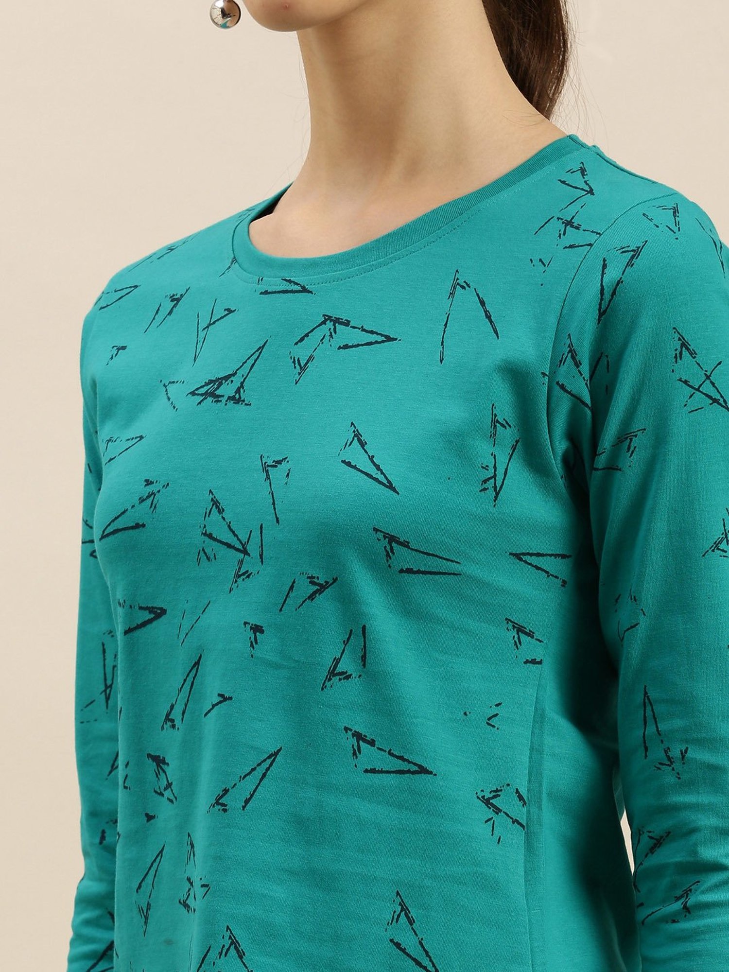 Kryptic Teal Green Printed Cotton T-Shirt