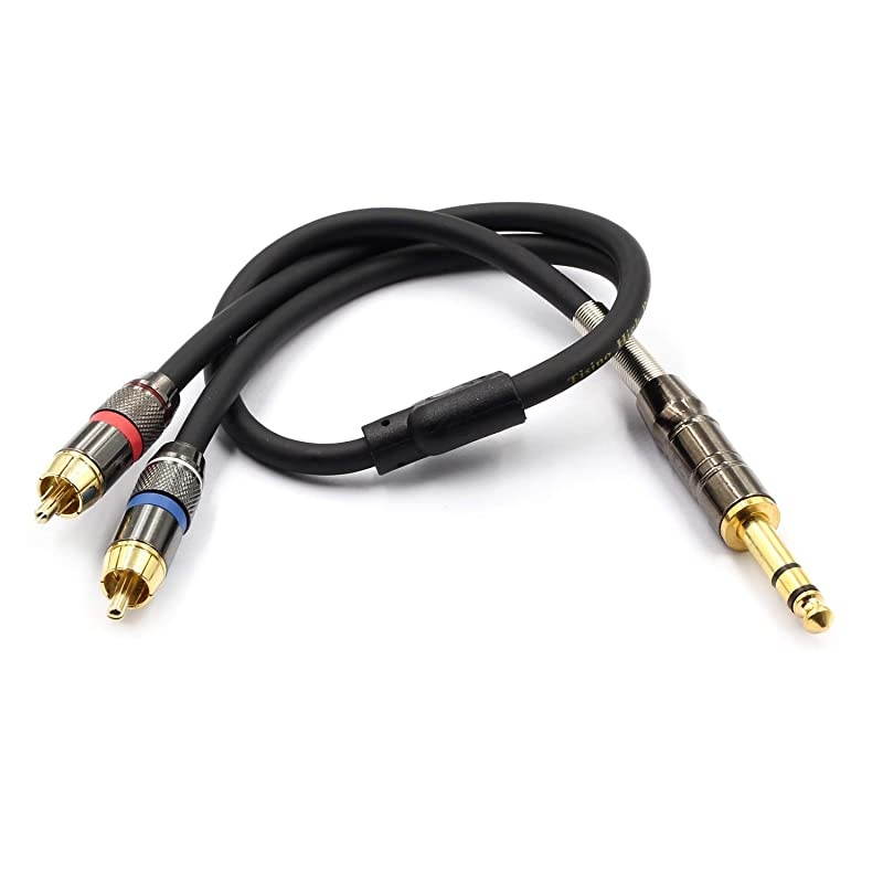 RCA to 1/4 Cable, Quarter inch TRS to RCA (1/4 Stereo to 2 RCA) Audio Y Splitter Cable Insert Cable - 3.3 feet/1 Meter