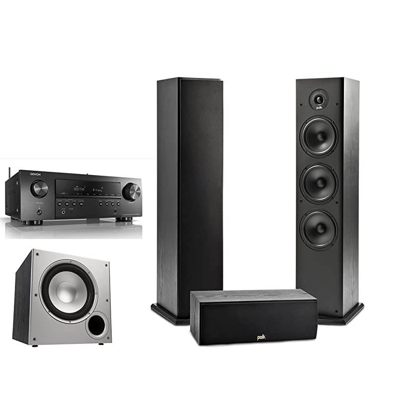 3.1 Channel Home Theater System with Powered Subwoofer & Denon AVR-S650H Receiver | One (1) T30 Center Channel, Two (2) T50 Tower Speakers, PSW10 Sub | Alexa + HEOS