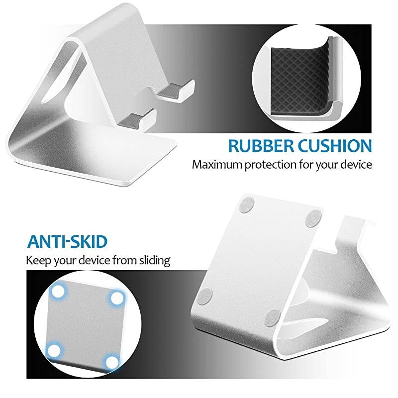 Cell Phone Stand,?2 Pack? Mobile Phone Anti-Skid Holder, Cradle, Dock Compatible Android Smartphone, Phone 11 Pro Xs Max Xr X 8 7 6 6s Plus 5s, Accessories Desk - Silver