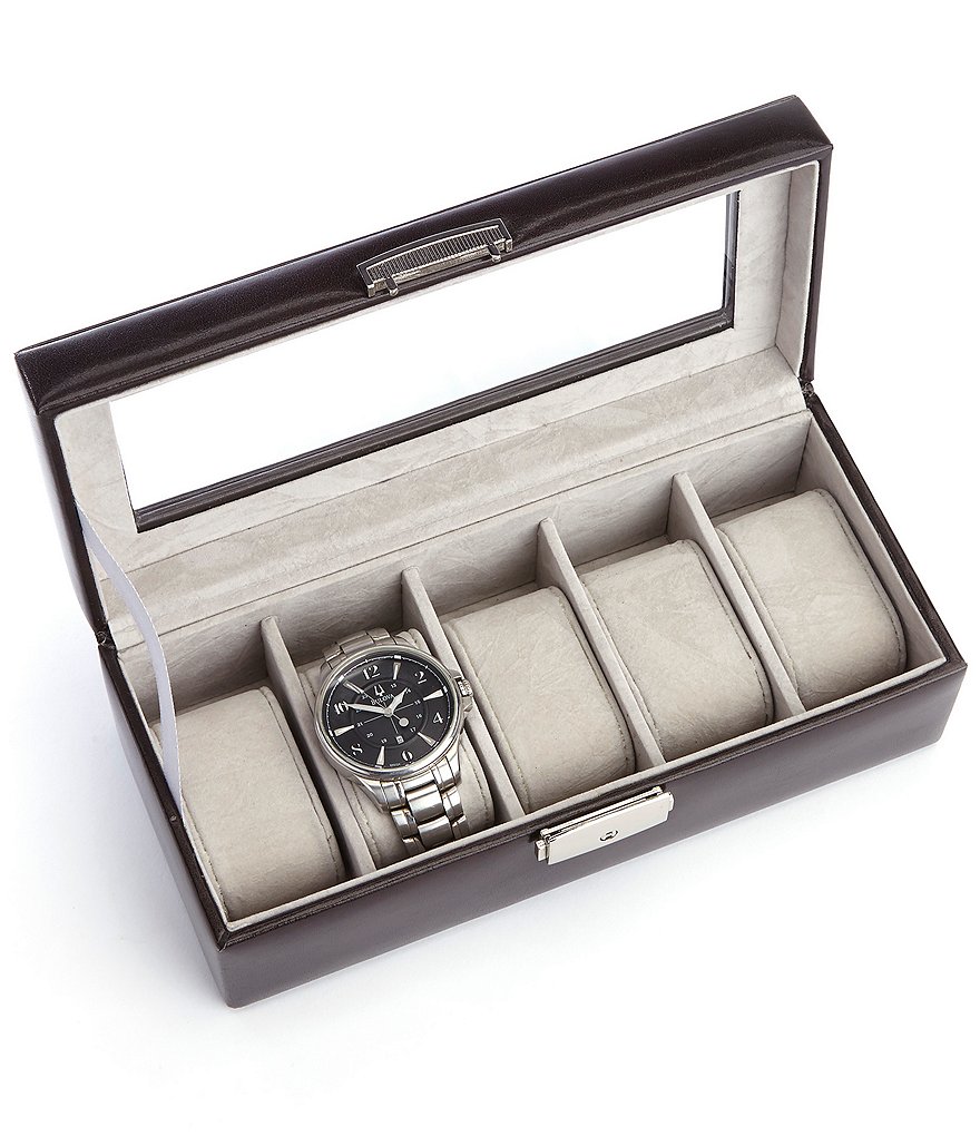 ROYCE New York Aristo Leather Five Slot Watch Box