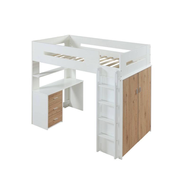 Nerice Loft Bed White/Oak - Acme Furniture