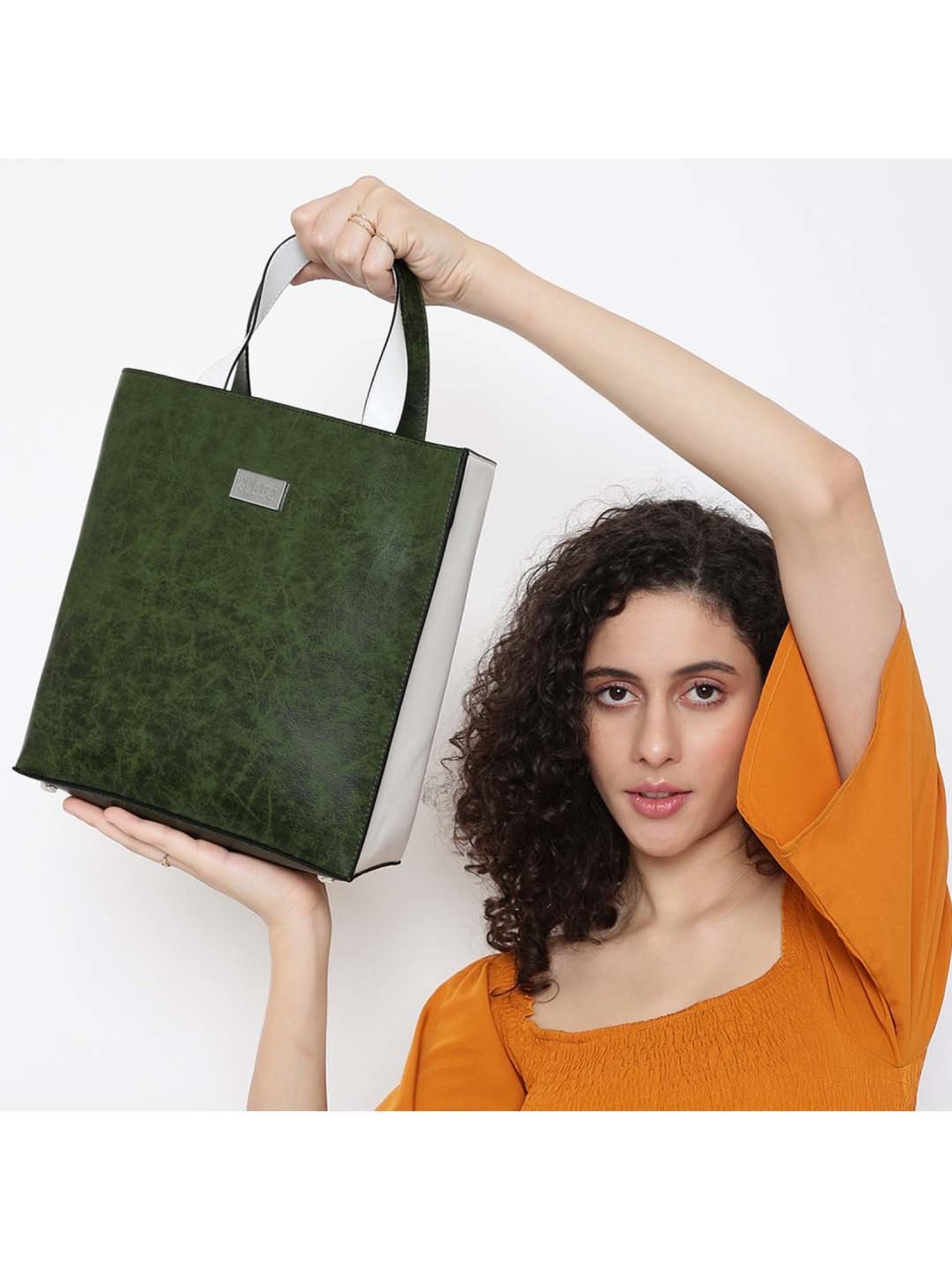 KLEIO Olive Solid Medium Handbag