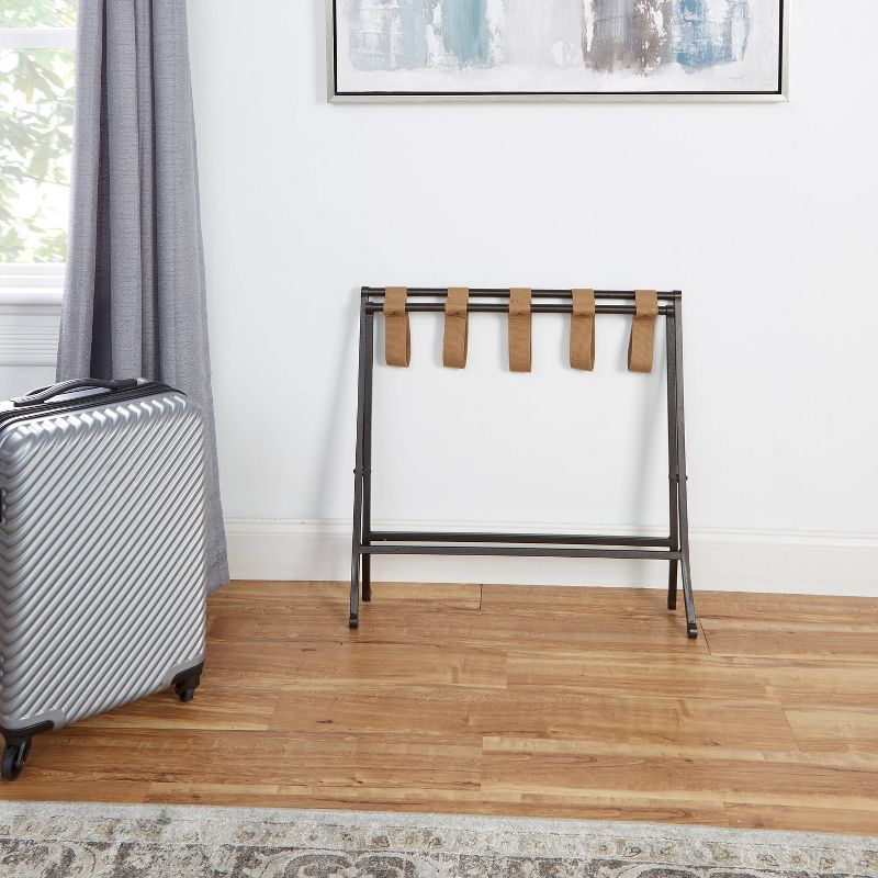 Metal Folding Luggage Rack Black - Silverwood