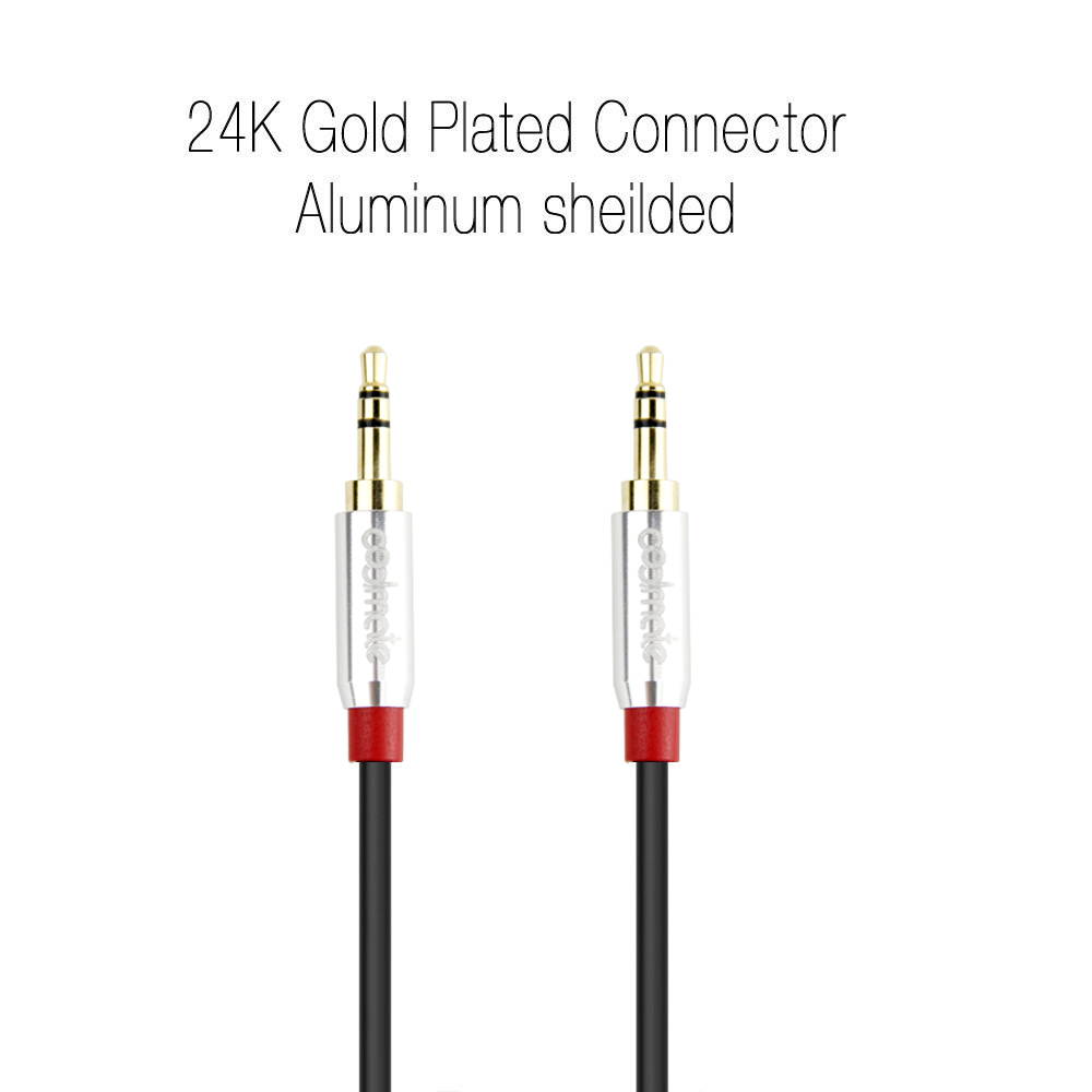 AUX Cable [ 2/Pack 4ft/1.2M - Copper Shell, Hi-Fi Sound Quality] - 3.5mm Audio Cable Male to Male / Auxiliary Cable / Aux Cord for Car Stereos, iPod, iPhone, Beats, Skullcandy and More (Black)