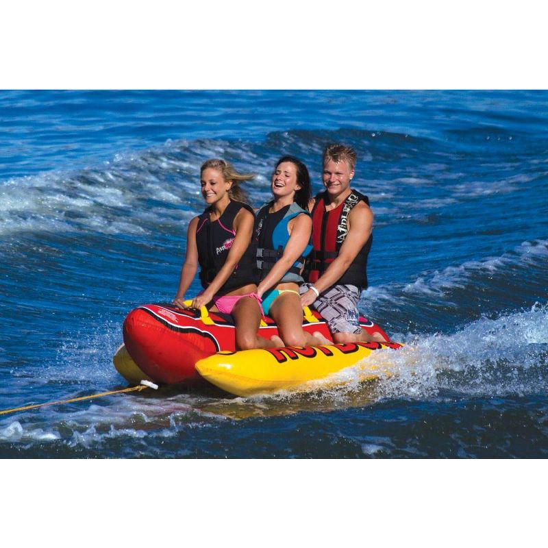 AIRHEAD Hot Dog Towable Inflatable 3 Person Tube & 4K Booster Ball Towing System