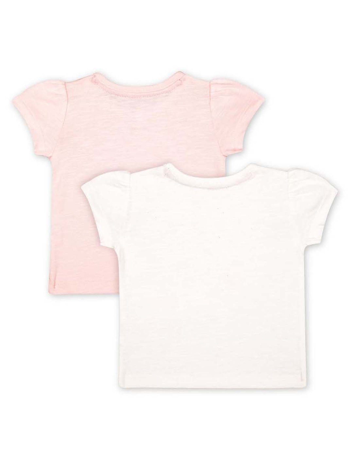 Mothercare Kids Pink & White Cotton Printed T-Shirt (Pack of 2)