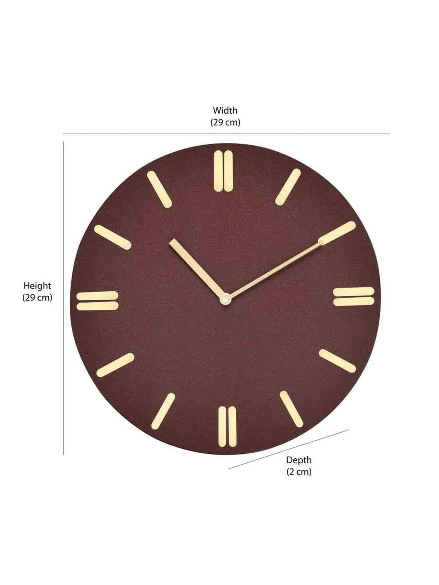 @home Brown Leather Round Analog Wall Clock